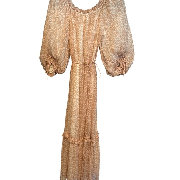 Cleobella Saige Ankle rose Pink Off-Shoulder poof sleeve ruffle Dress Soft girl - Picture 10 of 10